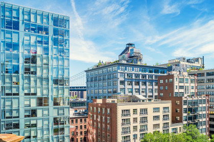 Condo buildings in the Dumbo district of Brooklyn, New York City, USA on a sunny day