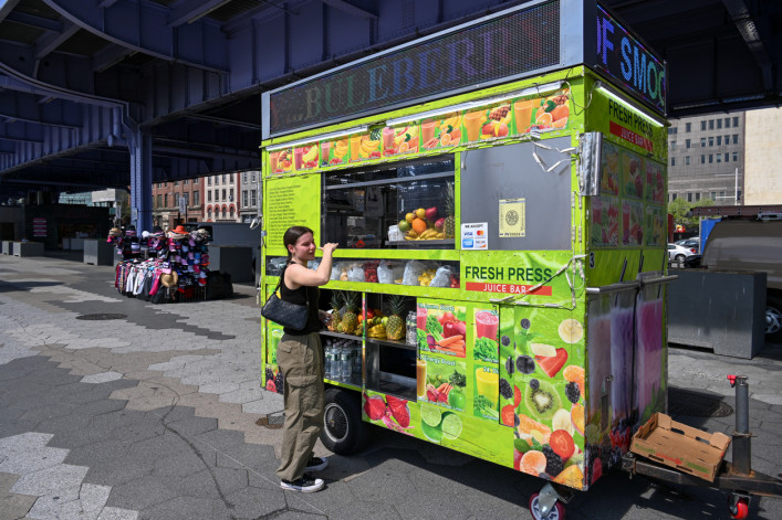 Juice Bar underneath FDR Drive at the South Street Viaduct in Manhattan, New York City. 