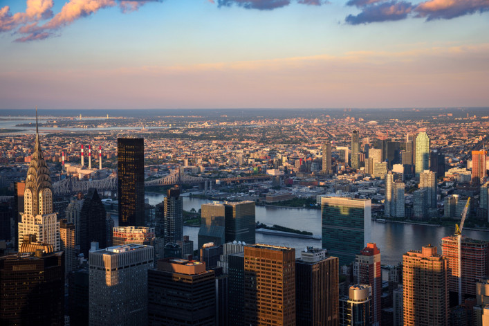 New York City Skyline seen from the Empire State Building at Dusk 