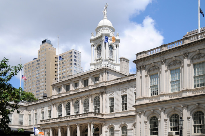 View of the New York City Hall stock photo