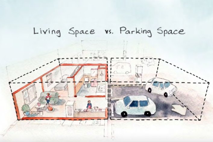 illustration of parking vs living space from The City of Yes for Housing Opportunity