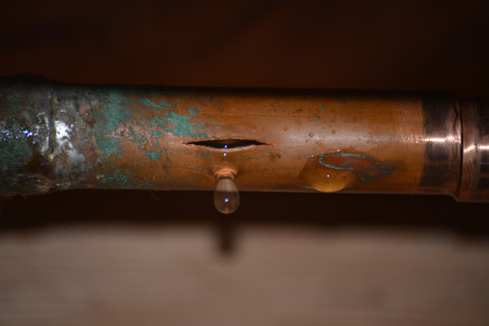 dripping copper pipe