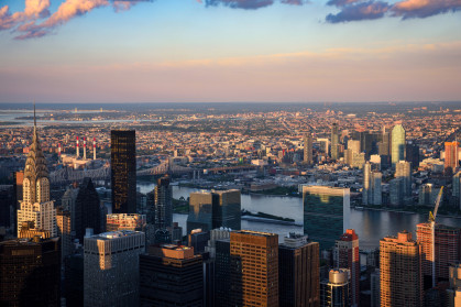 New York City Skyline seen from the Empire State Building at Dusk