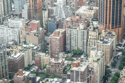 Elevated view of Manhattan apartment buildings