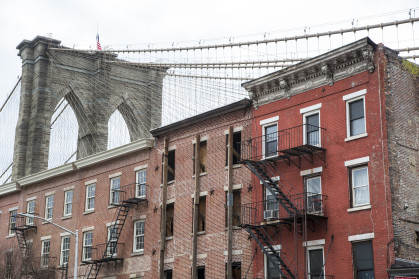 The Brooklyn bridge seen from the Dumbo district of Brooklyn