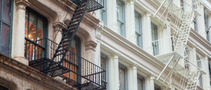 Cast iron apartment buildings in Soho