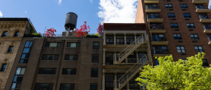 Residential Buildings with a Water Tower in the East Village of New York City