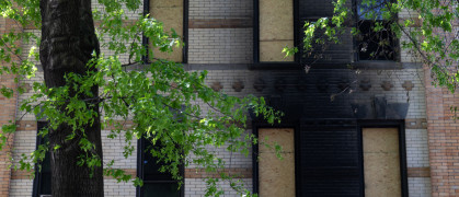 Burned and Boarded Up Windows