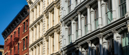 The exterior of apartment buildings in SoHo.