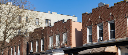 Brick row houses in Queens, NY