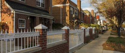 Brick houses in Flushing, Queens