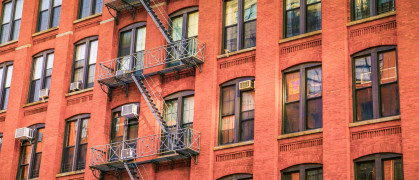 Fire escapes on a NYC building